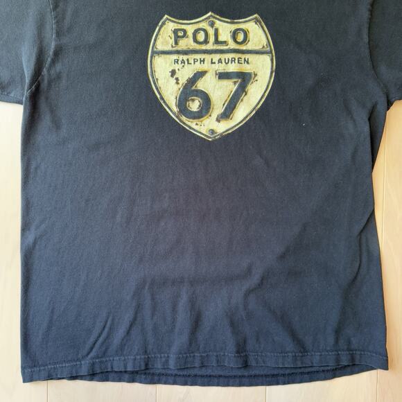 Vintage Polo Sport Ralph Lauren Shirt Large Black 90s New York Route 67 RRL - Picture 4 of 7